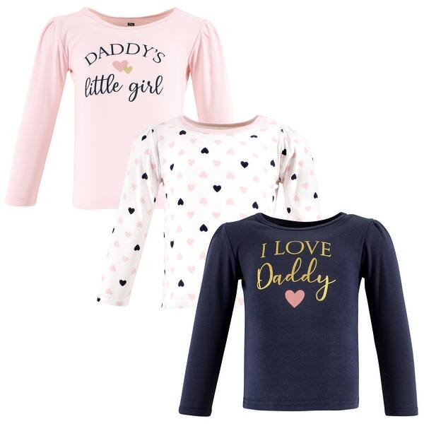 slide 1 of 1, Hudson Baby Infant Girl Long Sleeve T-Shirts, Girl Daddy Pink Navy 6-12 Months - Girl Daddy Pink Navy