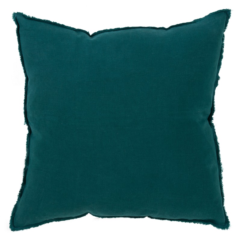 Fringed Design Down-Filled Throw Pillow - Jasper green