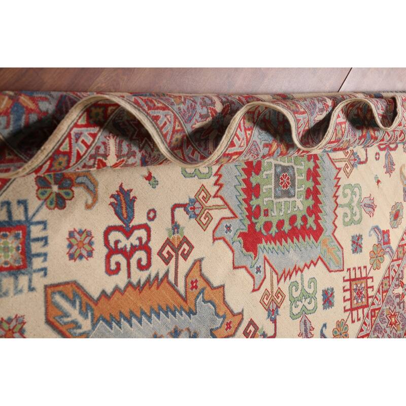 Kazak Living Room Area Rug Hand-Knotted Wool Carpet - 6'9" x 10'1"