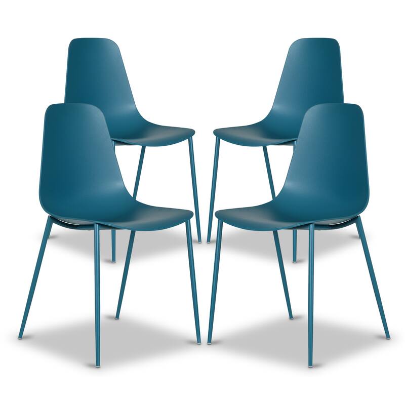 Poly & Bark Isla Modern Dining Chairs (Set of 4) - Indoor or Outdoor Use - Ocean Teal
