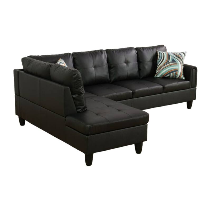 KISRAIS 97" Wide 2-Piece Vegan Leather Sectional Sofa Set without Ottoman for Small Space