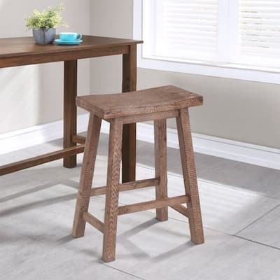 Wooden Frame Saddle Seat Counter Height Stool with Angled Legs, Gray