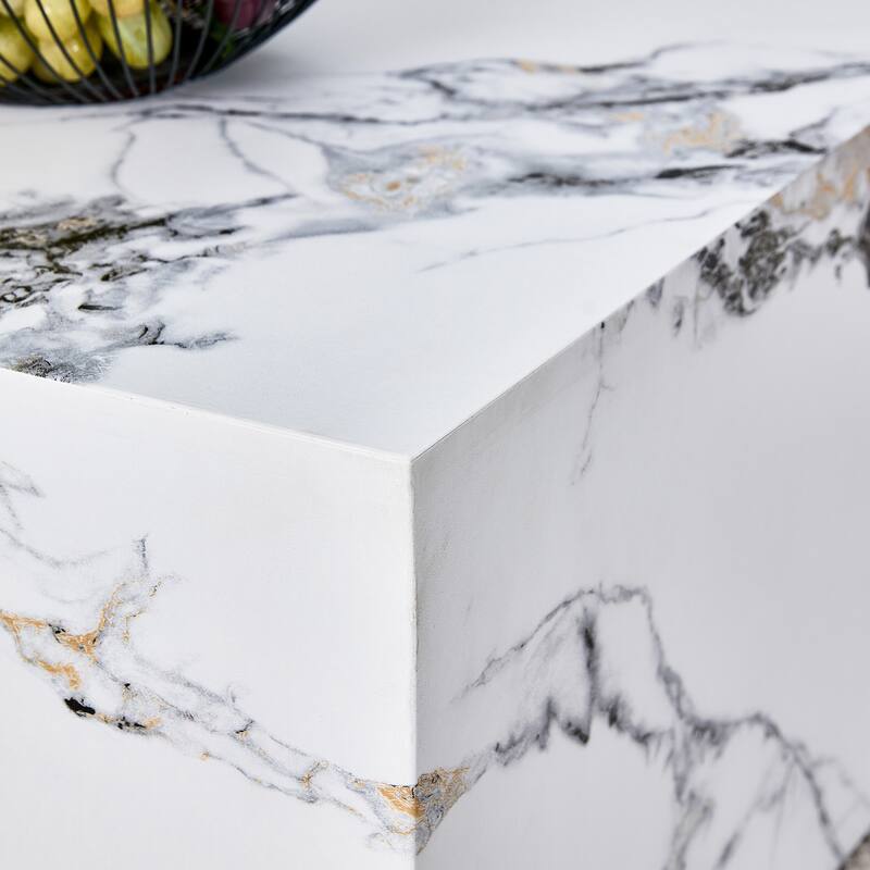 Marble Pattern Coffee Table Dining Table with Layer Waterproof, Accent Table End Table with Easy Assembly