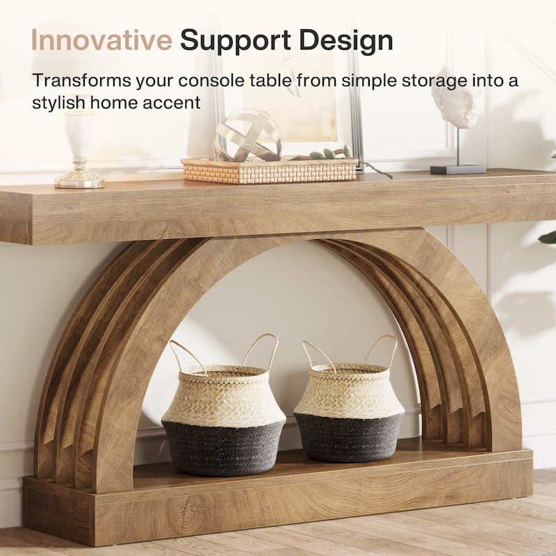 63-Inch Long Console Table Behind the Couch