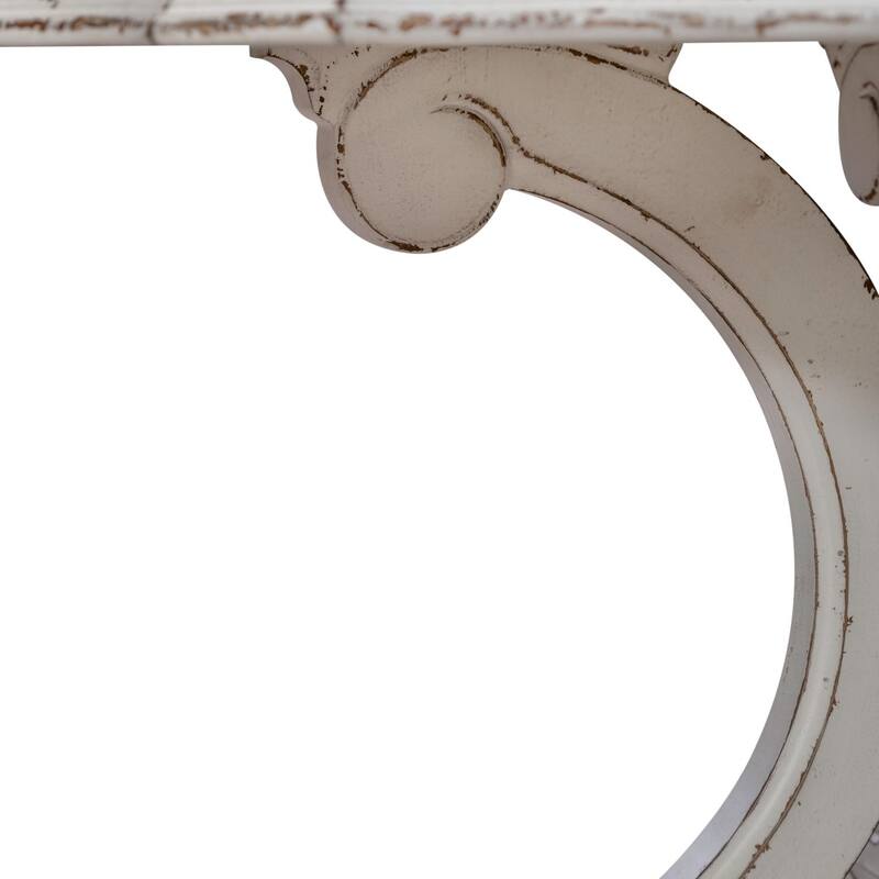Magnolia Manor Antique White and Weathered Bark Round Table Set