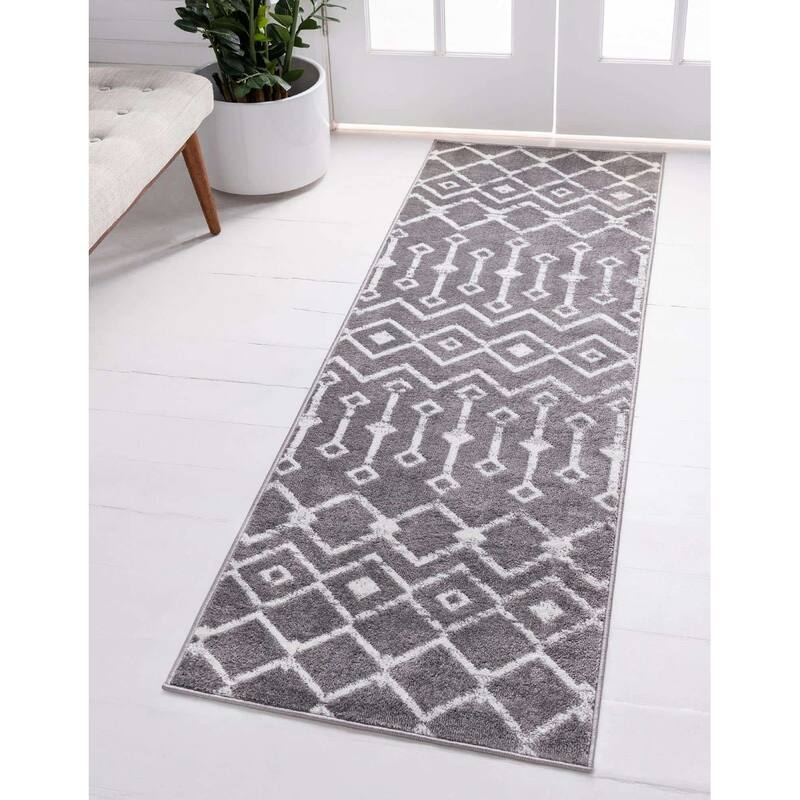 Contemporary Zala Collection Area Rug - 2'x9'10" - Dark Gray