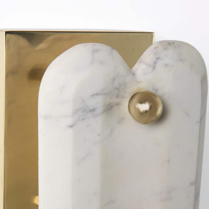 Stein Gold Metal w/ White Marble Shade Wall Sconce