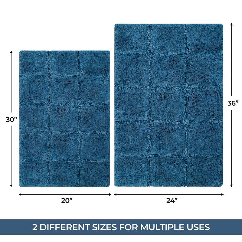 Superior Cotton Checkered 2-piece Non-skid Bath Rug Set