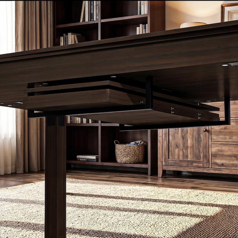 63" Convertible Board Game Table Multi-Purpose Dining & Work Table with Hidden Gaming Surface, Removable Top Panels