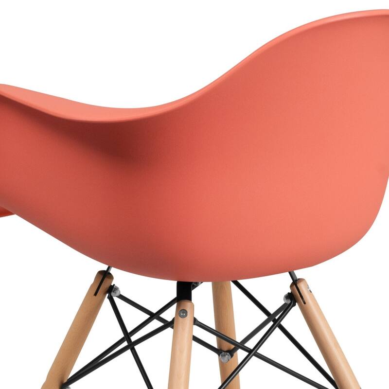 Plastic Chair with Arms and Wooden Legs