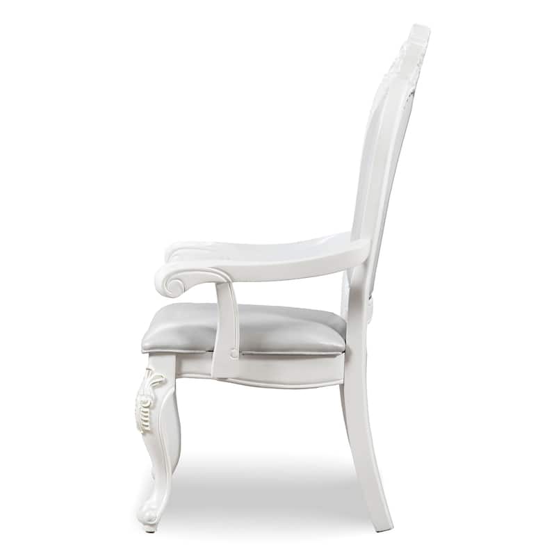 Furniture of America Eugene Traditional Solid Wood Dining Arm Chairs with Nailhead Trim and Cabriole Legs (Set of 2)