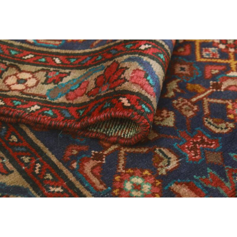 Fine Vintage Distressed Adken Navy/Brown Runner - 3'3" x 9'10"
