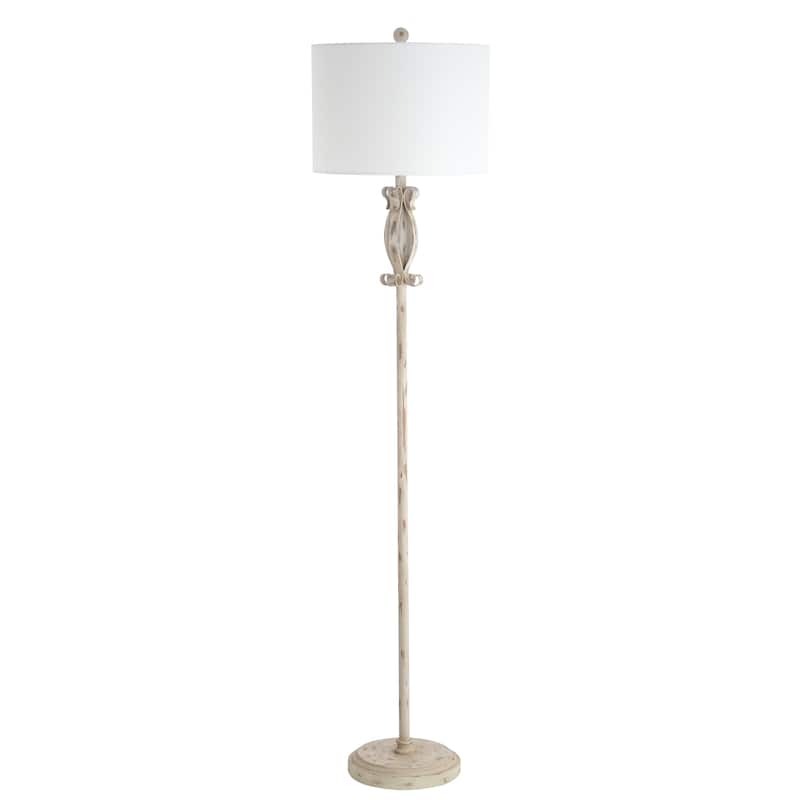 SAFAVIEH Lighting 61-inch Philippa White Washed LED Floor Lamp - 14" x 14" x 61"