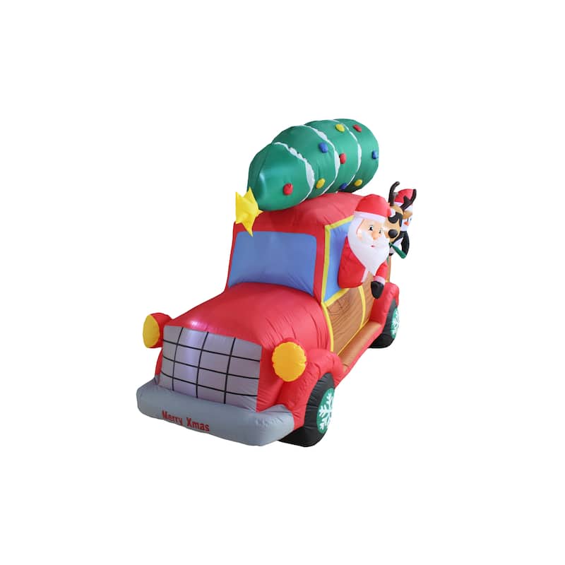 A Holiday Company 8ft Wide Santa's Christmas Woody Van, 5 ft Tall, Multi