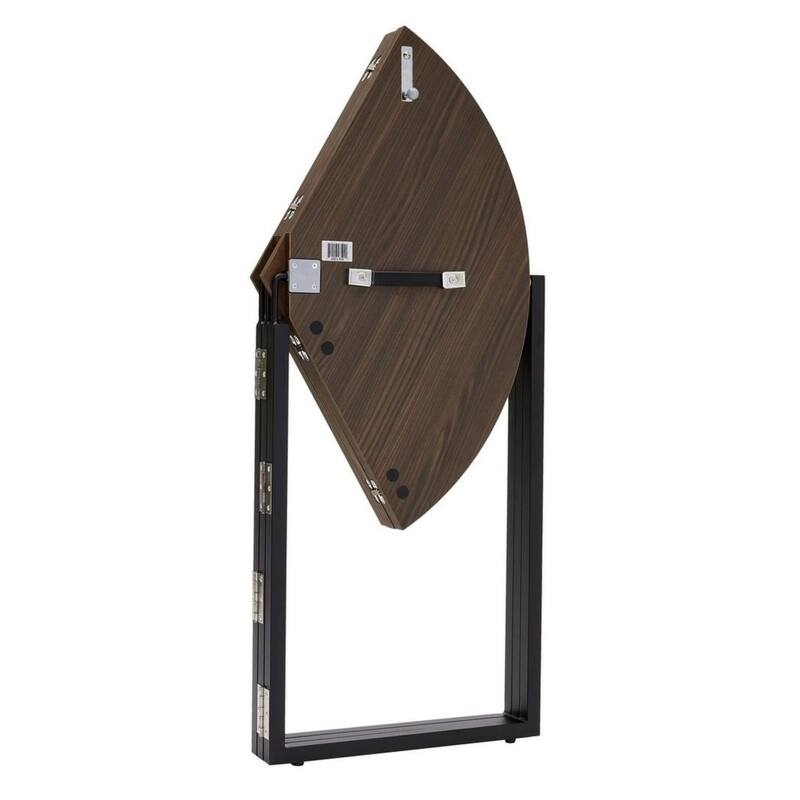 Chocolate Foldable Round Trifold Table 35" Space-Saving Multi-Use
