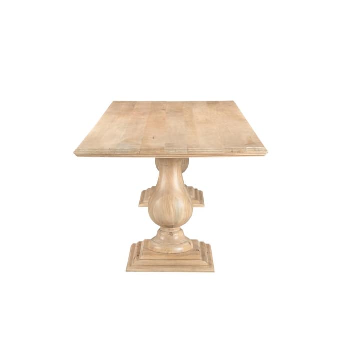 HomeRoots 96" Natural Wood Double Pedestal Base Dining Table - 96.00 in. x 30.00 in. x 42.00 in.