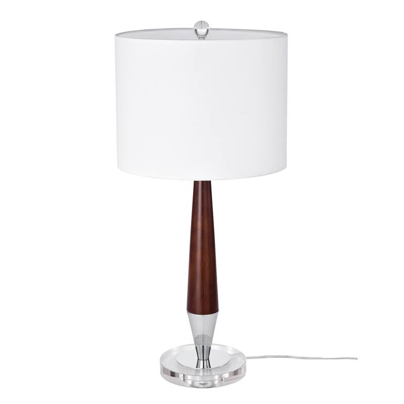 Regan Chrome+Off-White 1-Light Drum Fabric Shade Table Lamp