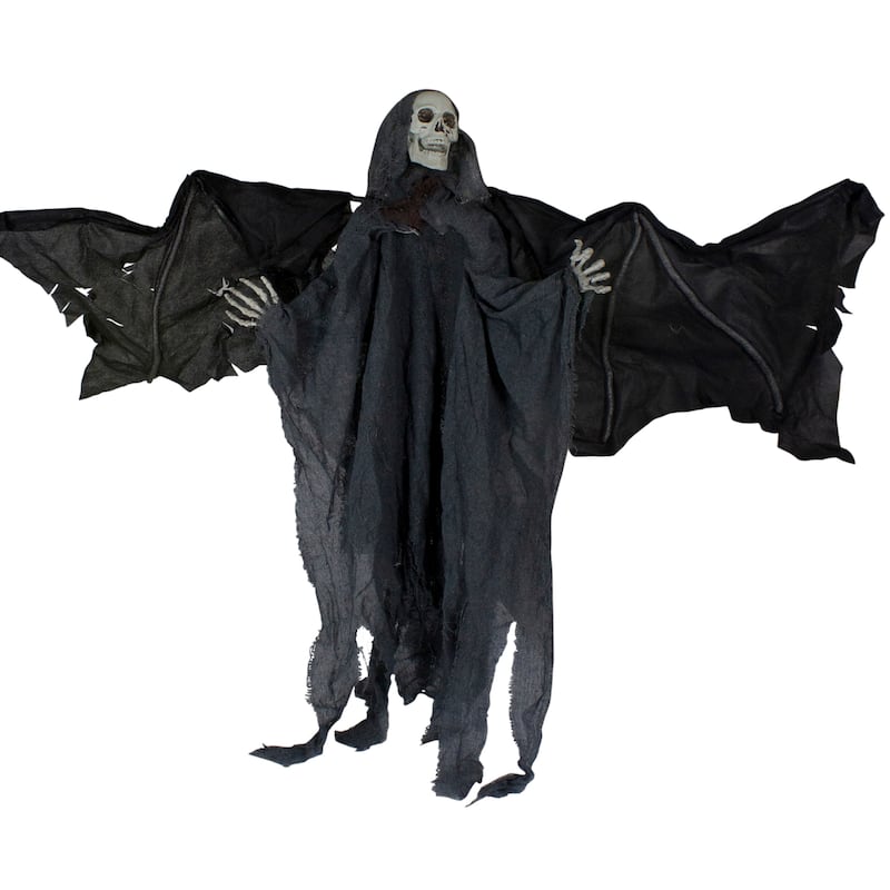 LED Lighted and Animated Winged Grim Reaper Halloween Decoration - 50"