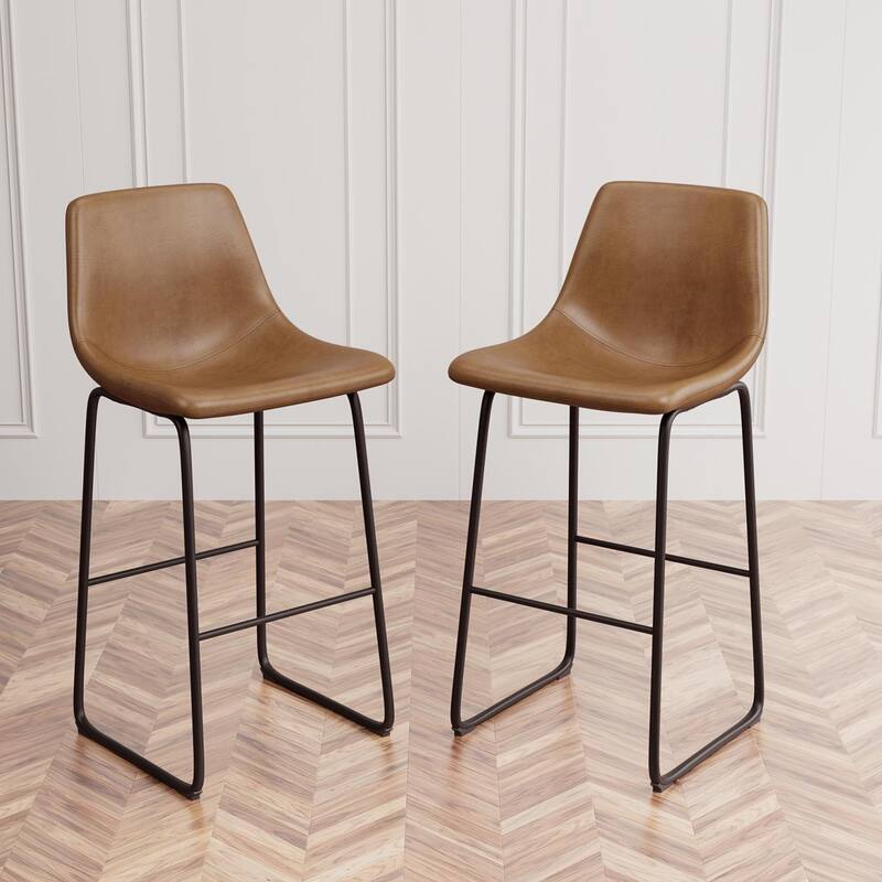Furniwell 41.3 Inch High Faux Leather Counter Bar Stool, Set of 2