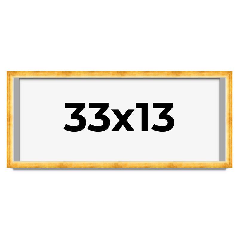 33x13 Shadow Box Frame Gold | 1.625 Inches Deep Real Wood Traditional