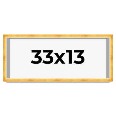 33x13 Shadow Box Frame Gold | 1.625 Inches Deep Real Wood Traditional