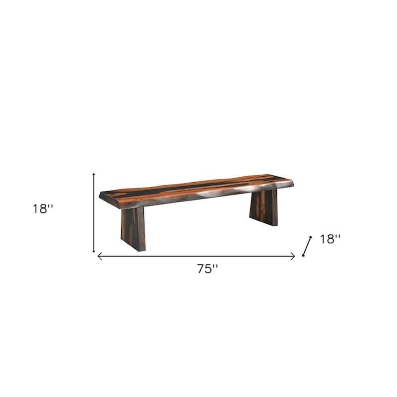 HomeRoots 75" Brown Solid Wood Live Edge Dining Bench - 75.00 in. x 18.00 in. x 18.00 in.