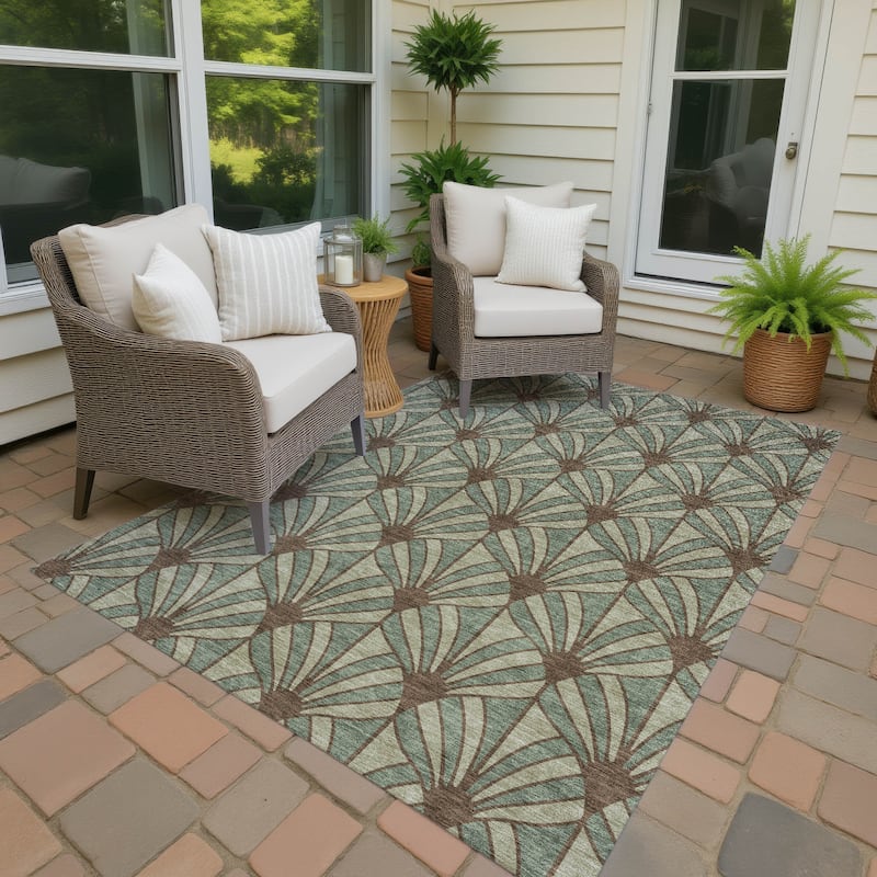 Machine Washable Indoor/ Outdoor Casual Kim Chantille Rug - Basil - 9' x 12'