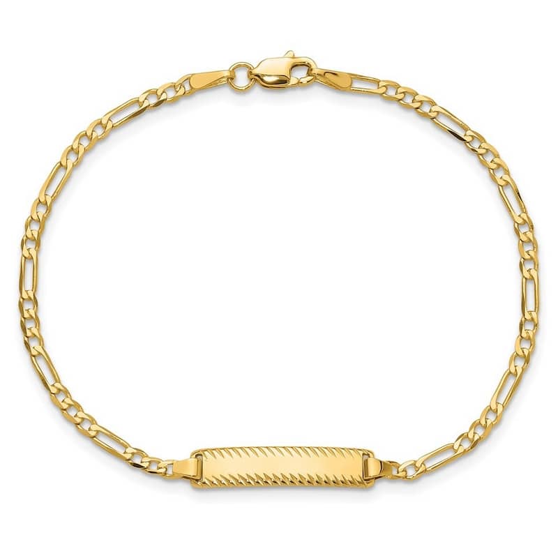 Curata 14k Yellow Gold 5mm Figaro Link ID Bracelet Options: 7" 8"