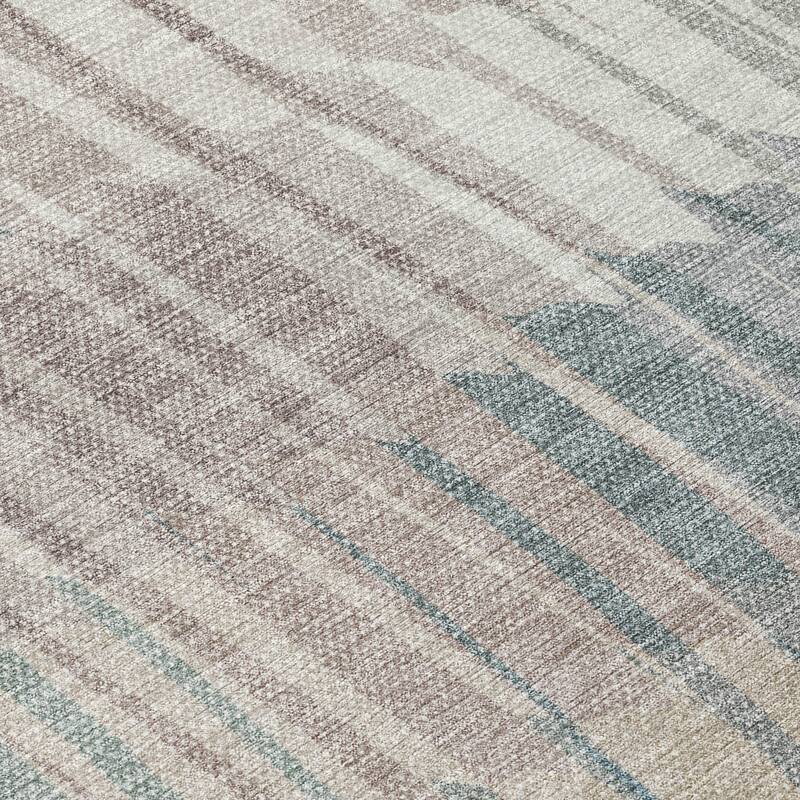 Machine Washable Indoor/ Outdoor Casual Stripe Chantille Rug