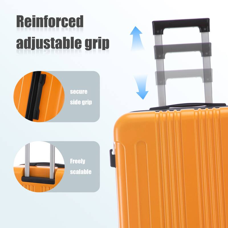 20"/24"/28" 3-Piece, Modern Luggage Sets with Retractable Handle and Combination Lock, for Boarding Travel, Black+Orange