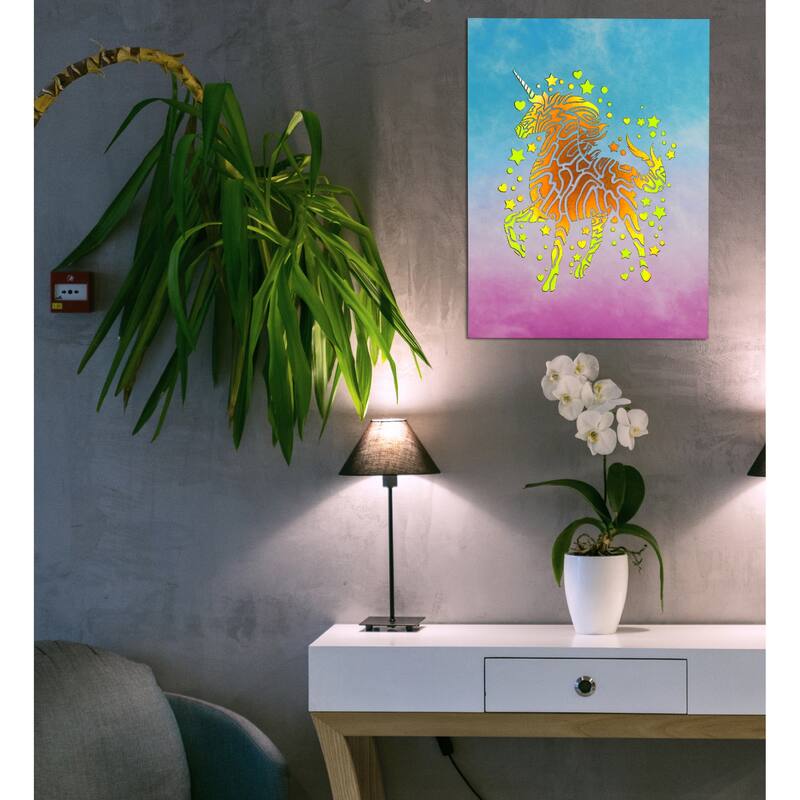 CoTa Global Unicorn Light Up LED Wall Art - Fun Changing Color LED - 15.75Lx11.9Wx1H inches