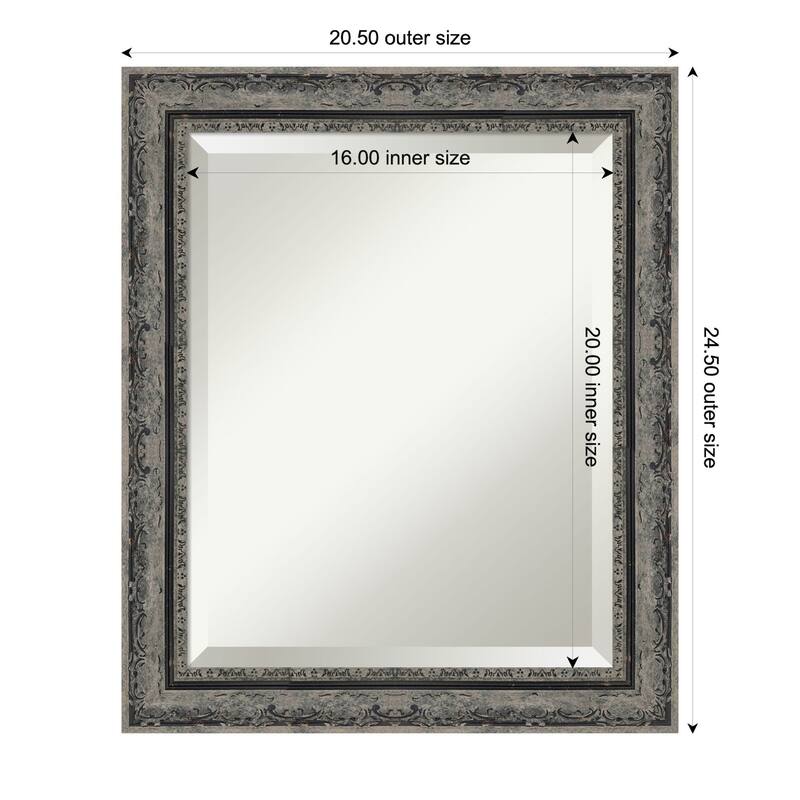 Filigree Beveled Framed Bathroom Vanity Wall Mirror - 21 x 25 in - Filigree Matte Black