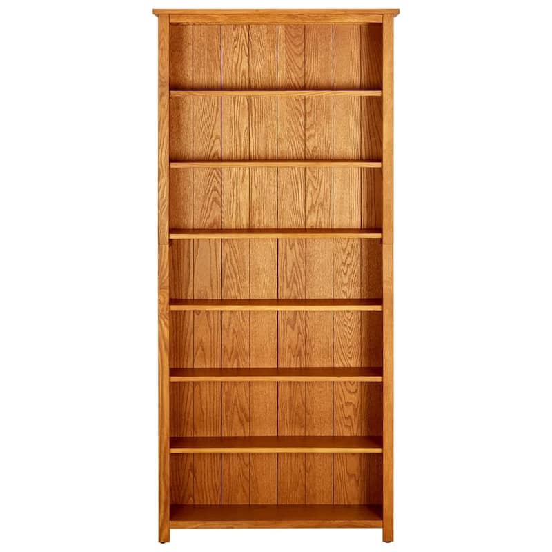 vidaXL 7-Tier Bookcase 35.4"x8.8"x78.7" Solid Oak Wood