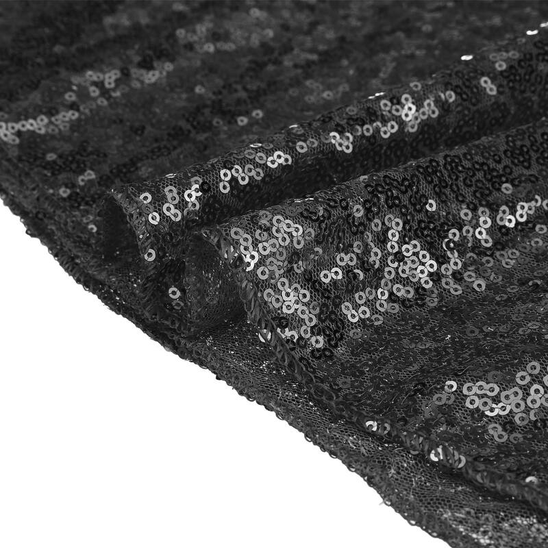 1 Pack Round Tablecloth, Polyester Sequin Table Covers for Dining Room - Black - 47x47inch
