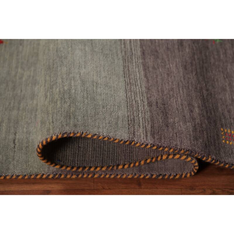 Striped Tribal Gabbeh Oriental Area Rug Handmade Wool Carpet - 4'10" x 7'10"