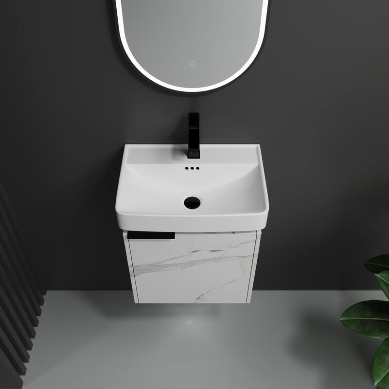 Plywood Wall-Mounted Bathroom Vanity with Integrated Resin Sink