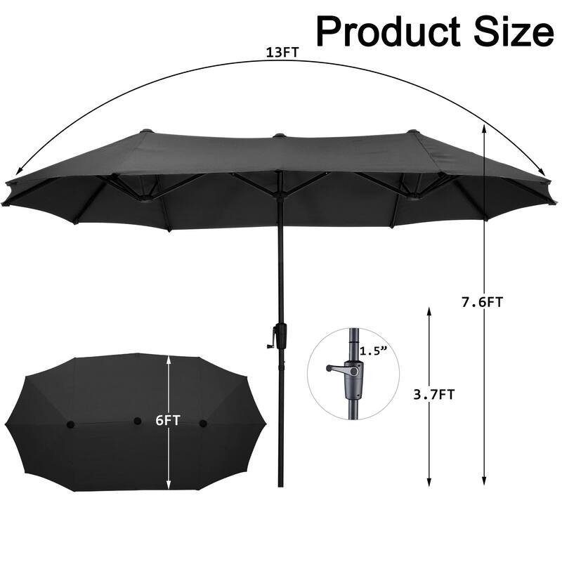 Autlaycil 13ft Extra Large Patio Umbrella with Solar Lights(Without Base)