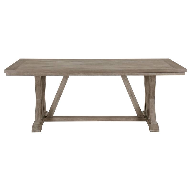 Elia Dining Table with Trestle Base, Rectangular Gray Acacia 82 Inch