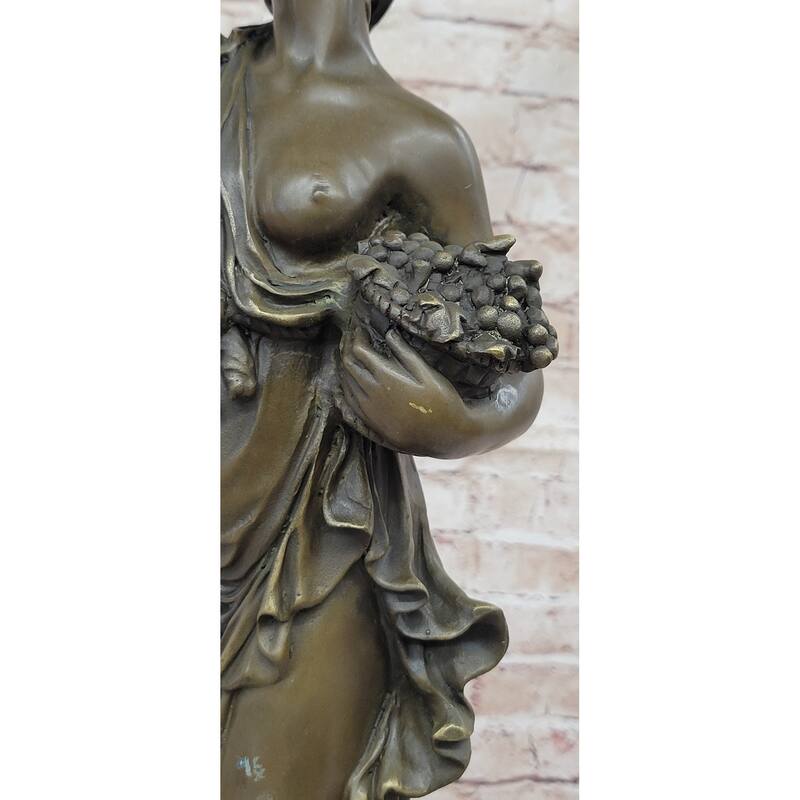 Bronze Statue Of Bacchante In Joyous Celebration With Grapes And Wine By Milo