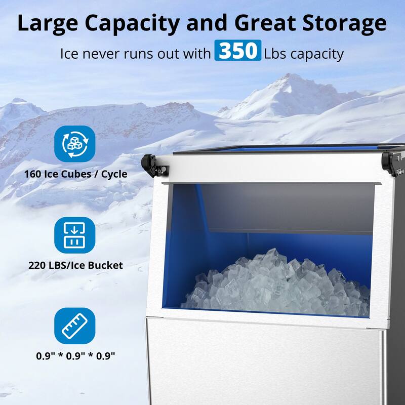 22.3 in Freestanding Commercial Ice Machine 350Lbs/24H Production