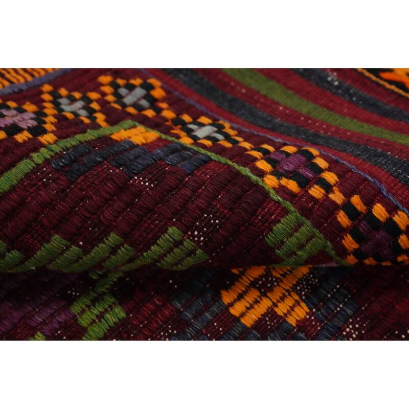 Hand Woven Oriental 100% Wool Carpet Southwestern Tribal Red Kilim Area Rug - 7' 11'' X 4' 10''