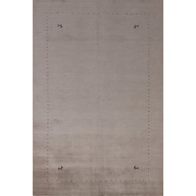 Hand Knotted Oriental 100% Wool Carpet Tribal Tribal Greys & Charcoal Gabbeh Area Rug - 7' 7'' X 5' 3''