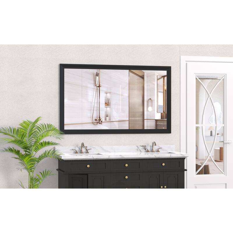 60"x36" Oversized Modern Rectangle Bathroom Mirror,Vertical or Horizontal Wall Mounted mirror with Aluminum Frame - Black
