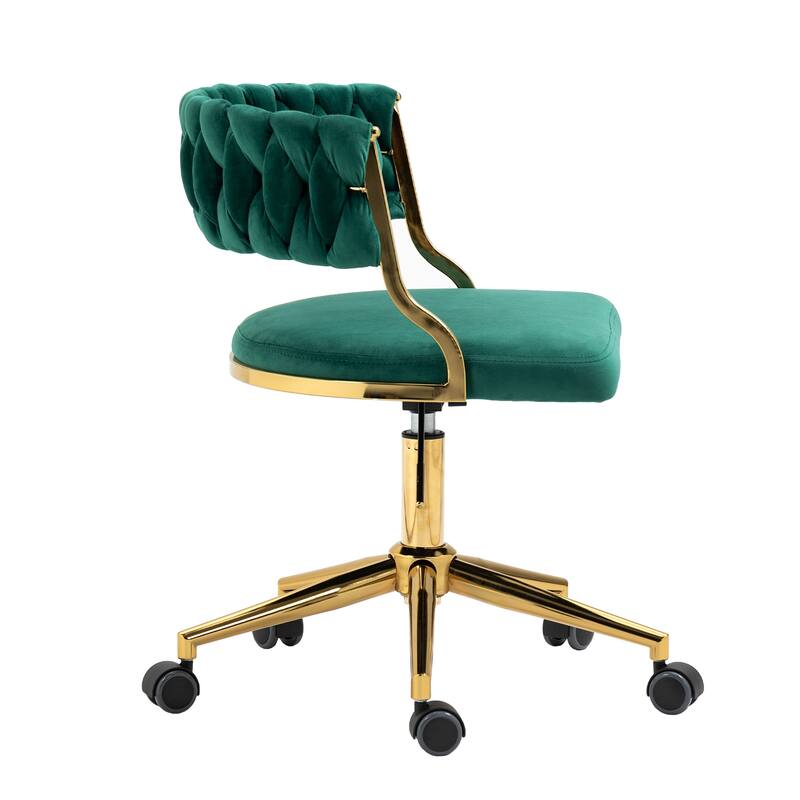 Velvet Home Desk Chair Office Swivel Chair with Wheels and Gold Base