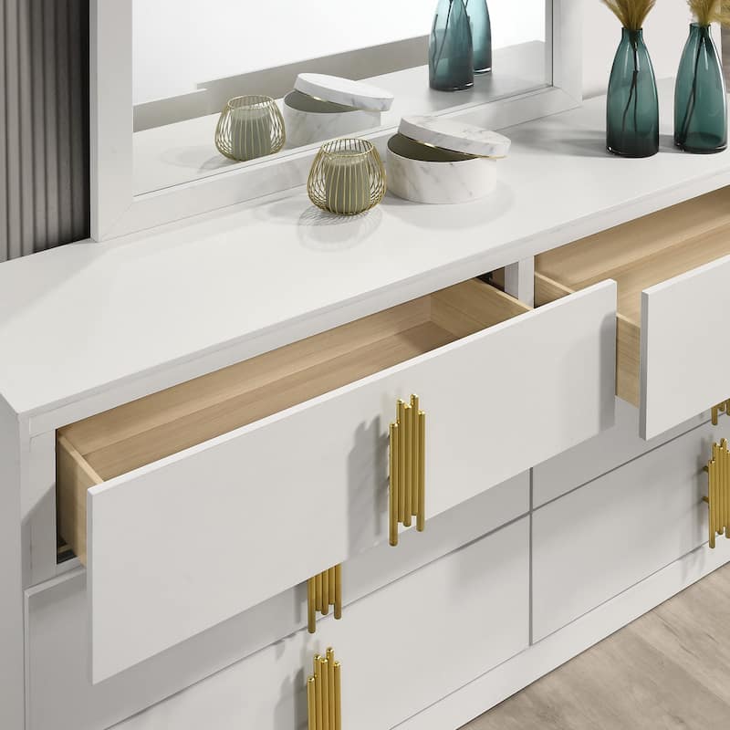 Furniture of America Kylop Modern White Wood 6-Drawer Dresser