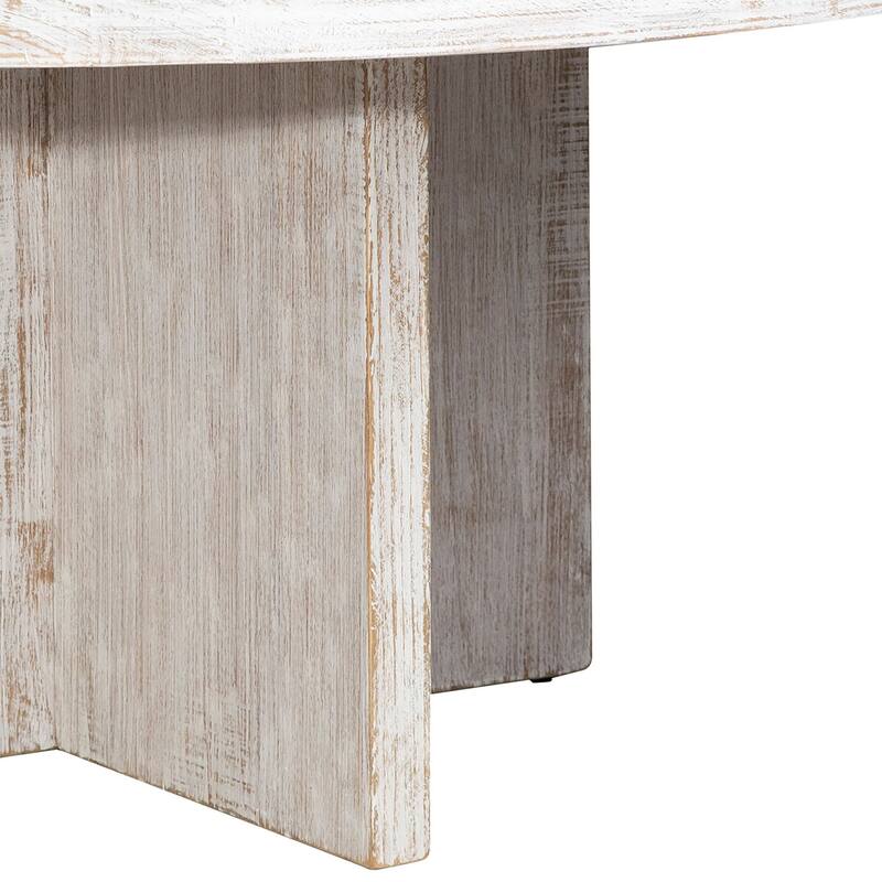 Landon Round Reclaimed Pine Natural Finish Dining Table with Cross Base