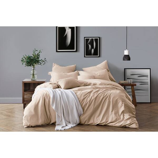 All Natural Luxurious Prewashed Cotton Chambray Duvet Cover Set Overstock 18653687
