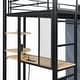 preview thumbnail 13 of 61, Loft Metal Bed with Desk,Shelves,Power Outlet,LED Light and Wardrobe