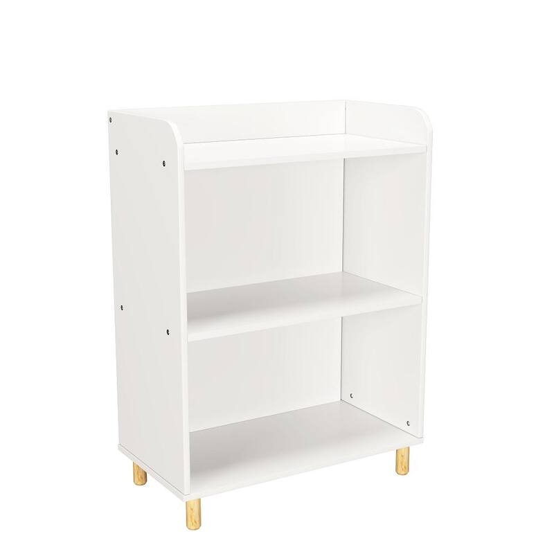 Wooden Children's 3Tier Bookcase with Pine Wood Legs,White Bed Bath