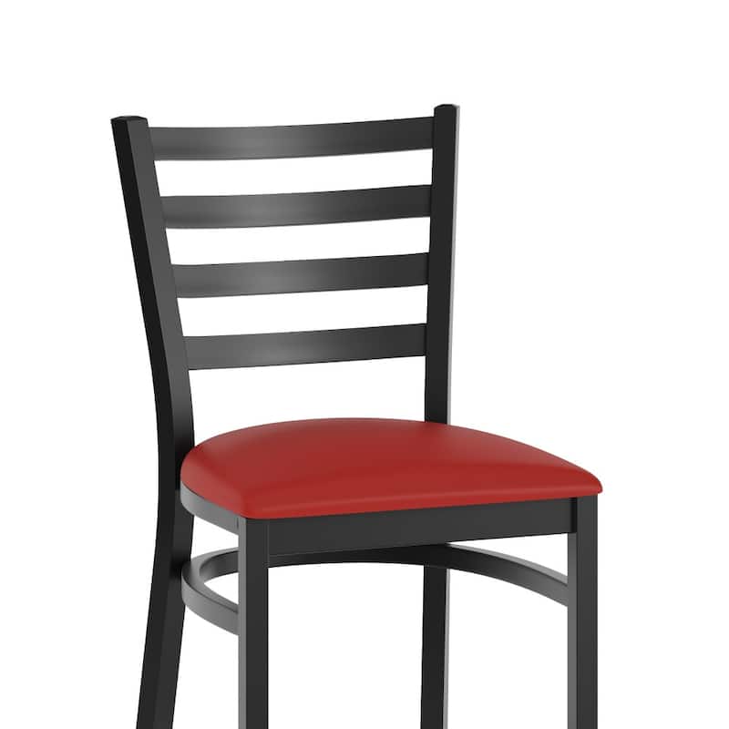 Ladder Back Metal Restaurant Barstool - 17"W x 18"D x 42.25"H